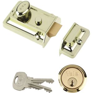 Locks 630077101542 P77 Traditional Nightlatch 60mm Backset Brasslux Finish Box YAL77BLXPB - Yale