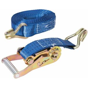 Silverline - Ratchet Tie Down Strap J-Hook - 6m x 38mm - Rated 750kg Capacity 1500kg