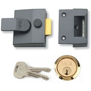 Deadlocking Standard Night Latch 40mm Backset Polished Brass - Yale