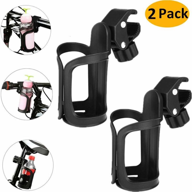 Langray - Bike Bottle Cages, 2 Pack 360 Degrees Rotation Drink Water Cup Holder Quick Release Universal Stroller Cup Holders Bicycles, Mountain