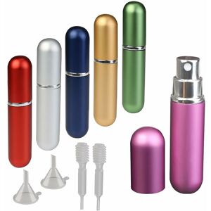 LANGRAY 10 Piece Empty Perfume Atomizer Set Travel Atomizer 6x Refillable Aluminum Spray Bottle with 2x Mini Funnel 2x Pipette Great for Clubs on the Go