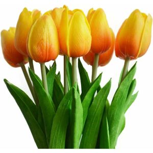 Hoopzi - 10 Stunning Realistic Touch pu Artificial Tulip Bouquet with Stem-Yellow