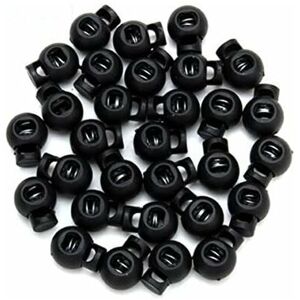 Groofoo - 100pcs diy Cord Stopper Black Plastic Fastener Cord Lock Stopper Toggle Buttons