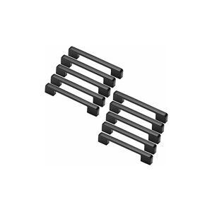 Groofoo - 10pcs Black door handles in zinc alloy alloy t bar kitchen kitchen cabinet of holes128mm