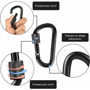 LANGRAY 10pcs Climbing Carabiners Aluminum Carabiner with Screw Cap, Suitable for Hiking, Cycling, Rope, Fishing, Camping, Tents, and Keychain, Black 3 x 1.6