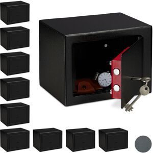 Set of 10 Relaxdays Home Safes With Keys, Double-bit Lock, Fix To Wall/Floor, Mini Vault, hwd: 17x23x17 cm, Black