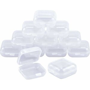 LANGRAY 12pcs Square Mini Clear Plastic Bead Storage Containers, small plastic containers with lids, organizer Box Case for