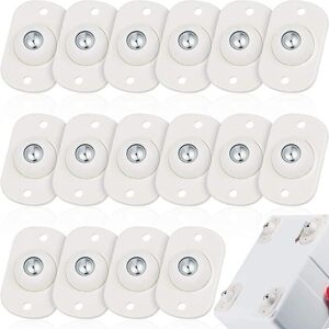 16 Pcs Mini Plastic Self Adhesive Swivel Casters Small Caster with Stainless Steel Ball for Furniture Storage Boxes Bins - white - Alwaysh