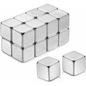 HOOPZI 16pcs Extra Strong Neodymium Cube Magnets for Magnetic Glass Boards, Fridge, Whiteboard, School Card, Office Card, Storage Container, Silver