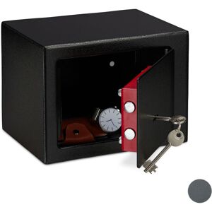 Relaxdays - Set of 1 Home Safe With Keys, Double-bit Lock, Fix To Wall/Floor, Mini Vault, hwd: 17x23x17 cm, Black