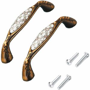 Langray - 2 Pieces Vintage Ceramic Furniture Handles, Ceramic Furniture Handle Furniture Drawer Handles Zinc Alloy, Drawer Furniture Handle with