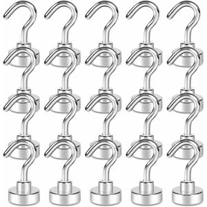 Groofoo - 20 Pack Magnetic Hooks, 6kg+ Strong Magnet with Fridge Hook, Heavy Duty Ceiling Cruise Hook, Magnetic Hook