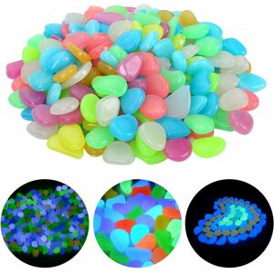 Groofoo - 200Pcs Luminous Stone, Luminous Pebble Artificial Pebbles Decorative Stones at Night for Outdoor Garden Aquarium Walkways Pool Path Lawn