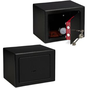 Set of 2 Relaxdays Home Safes With Keys, Double-bit Lock, Fix To Wall/Floor, Mini Vault, hwd: 17x23x17 cm, Black