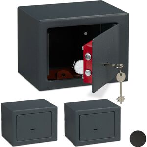 Set of 3 Relaxdays Home Safes With Keys, Double-bit Lock, Fix To Wall/Floor, Mini Vault, hwd: 17x23x17 cm, Grey