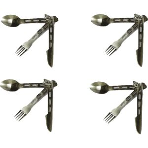 Securefix Direct - 4 x Camping Cutlery Set - Knife Fork Spoon Stainless Steel Food Carbine Hook Lightweight