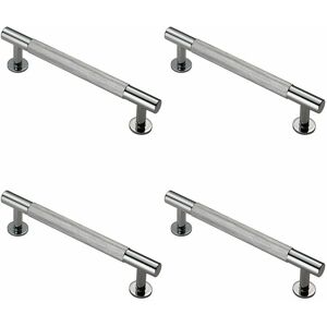 Loops - 4x Knurled Bar Door Pull Handle 158 x 13mm 128mm Fixing Centres Chrome