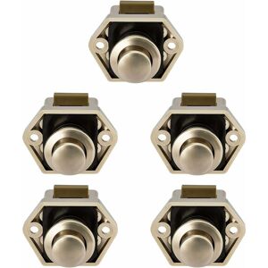 5 pcs Mini Push Button Drawer Cabinet Door Lock Caravan Motorhome Boat Nickel Knob Denuotop