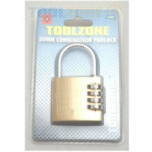 Toolzone - 50mm Heavy Duty Padlock with dial Combination - holiday / garage / shed / bike