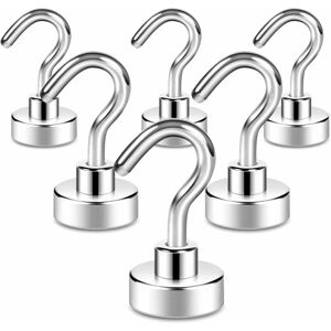 Groofoo - 6 Pack Magnetic Hooks, 22kg+ Strong Magnet with Fridge Hook, Heavy Duty Ceiling Cruise Hook, Magnetic Hook