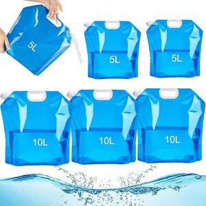 Héloise - 6 Pcs Collapsible Water Bag, 5L + 10L Outdoor Water Container Reusable Water Canister Portable Water Bag for Camping Hiking Picnic bbq