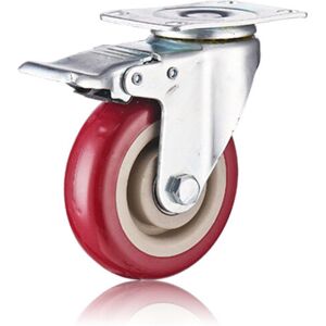 65mm Swivel Transport Casters with Brakes and Screws 360 Rotation for Pallet Furniture Max Load 100kg (Red,1pcs) Groofoo