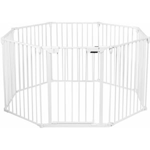 COSTWAY 8 Panel Baby Metal PlayPen Pet Fence Playpen Foldable Room Divider 3 in 1 White