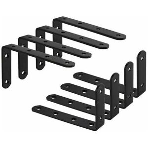 Orchidée - 8Pcs Wall Shelf Bracket Wall Shelf Bracket L-Shape Fixing Bracket for Shelf Deco Kitchen Bedroom Furniture Hanging Closet 125 75 3mm Black