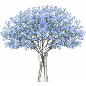 Hoopzi - Artificial Baby Breath Flowers Fake Gypsophila Bouquets 12 Pcs Fake Real Touch Flowers for Wedding Decor diy Home Party(Blue)