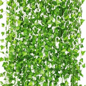 LANGRAY Artificial Hanging Plants, Fake Ivy Leaves Garland Gifts Party Garden Wedding Wall Home Decor 12 Pieces Ivy