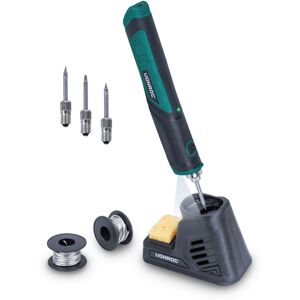 Vonroc - Cordless soldering iron - Max. 450°C - 25 sec. pre-heating time - Incl. holder with sponge, soldering wire and tips