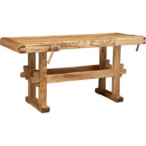 Biscottini - Country-style solid lime wood, natural finish L194xPR84xH90 cm sized workbench . Made in Italy