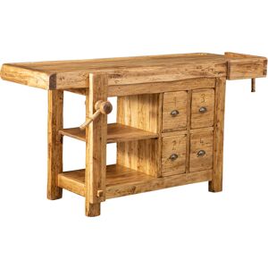 Biscottini - Country-style solid wood, natural finish sized workbench . Made in Italy