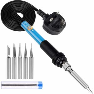 Langray - Electric Soldering Iron Kit with Solder, 200450°C Adjustable Temperature Control 60W/220V Soldering Iron Set with 5pcs Different Soldering