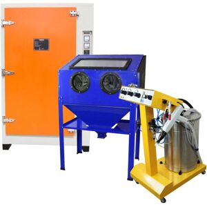 T-MECH Electrostatic Powder Coating Machine 45L & Curing Oven & Sand