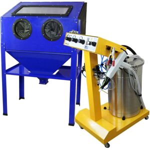 T-MECH Electrostatic Powder Coating Machine 45L & Sand Blasting Cabinet