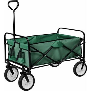 TECTAKE Foldable garden trolley w/ 80kg load capacity - garden cart, beach trolley, trolley cart - green - green