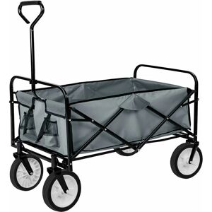 TECTAKE Foldable garden trolley w/ 80kg load capacity - garden cart, beach trolley, trolley cart - grey - grey