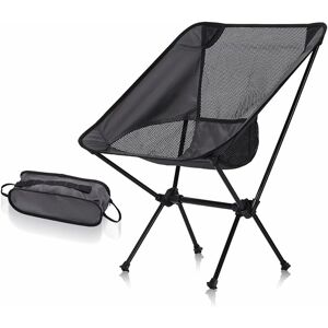 Groofoo - Portable Ultralight Folding Chair With Storage Bag Aluminum Alloy Oxford Chairs For Outdoor Sport Camping Hiking Fishing Black