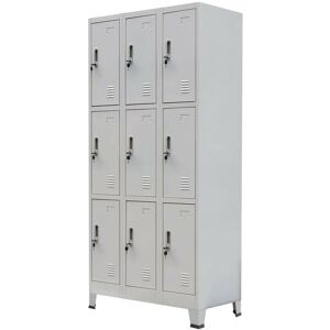 Locker Cabinet with 9 Compartments Steel 90x45x180 cm Grey VD07451 - Hommoo