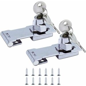 LANGRAY 2 pack) 80mm Metal Locking Hasp Door Bolt Latch Buckle with Padlock and Key - Chrome Hardware for Locking Shed Doors Cabinets Boxes Furniture