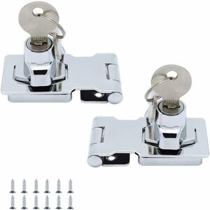 LANGRAY 2 pack) Metal Locking Hasp 65mm Door Bolt Latch Buckle with Padlock and Key - Chrome Hardware for Locking Shed Doors Cabinets Boxes Furniture