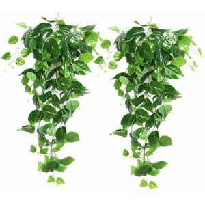 2 Piece Artificial Green Hanging Split Leaf Leaves, For Wedding Garden Wall Decor (2 Piece) - Langray