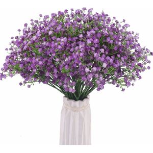 LangRay Artificial Baby Breath Flowers Fake Gypsophila Bouquets 12 Pcs Fake Real Touch Flowers for Wedding Decor DIY Home Party（Purple）