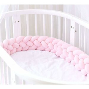 Langray - Baby Crib Bumper Braid 4 Part, Braid Protection Crib 3m Baby Cushion Snake Braided Bumper for Crib Crib (Pink, 200cm)