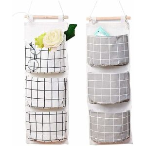 Hanging Storage Bag with 3 Pockets Wall Storage Door, Hanging Storage Bag Organizer for Bedroom and Bathroom (Gray + White) - Langray