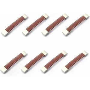 Set of 8 Metal and Leather Drawer or Cabinet Handles - Langray