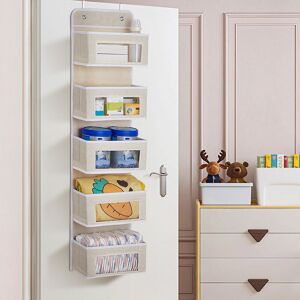 LIVINGANDHOME Beige 5 Pockets Over the Door Non Woven Fabric Organizer