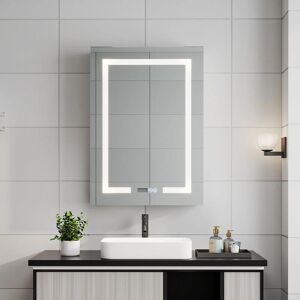 Livingandhome - led Bathroom Mirror Cabinet Single Door 50x13x70cm