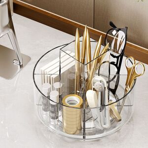 Livingandhome - Rotatable Makeup Cosmetics Storage Organizer with Brush Holder for Desktop